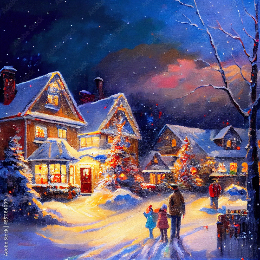 Family Gathering for Christmas Holiday Greeting Card Family Gathering for Christmas Holiday Greeting Card