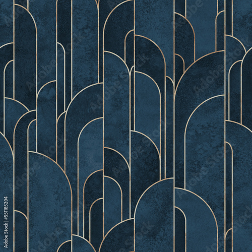 Art deco style geometric forms seamless pattern background