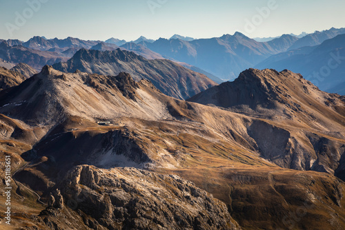 Dramatic landscape of swiss alps in upper Engadine, Graubunden, Switzerland