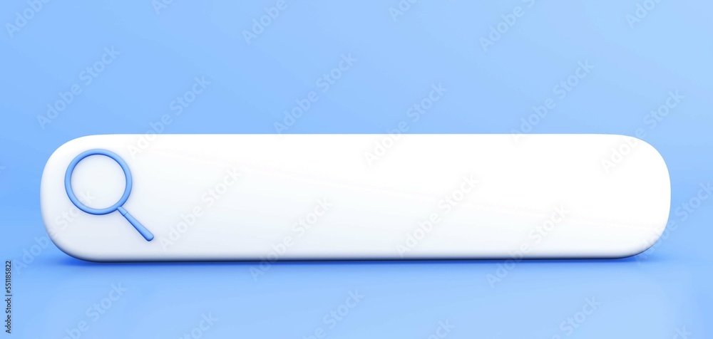 Search Or Magnifying Glass in Blank, Search Bar Over Blue Background, Panoramic image with space for text. 3D Rendering, Search Or Magnifying Glass in Blank, Search Bar Over Blue Background, Panoramic image with space for text. 3D Rendering,