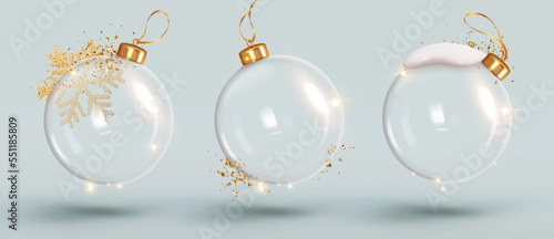Tableau sur toile Christmas ornaments glass transparent balls empty inside