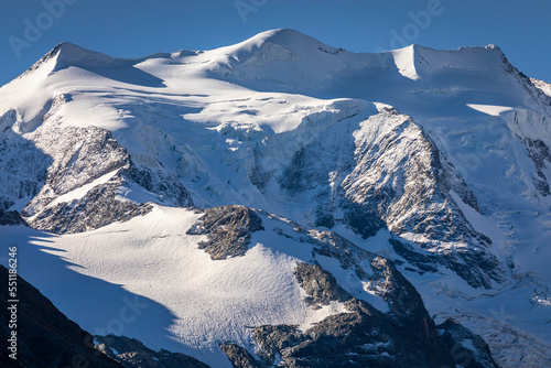 Bernina and Palu mountain range with glaciers in the Alps, Engadine, Switzerland © Aide