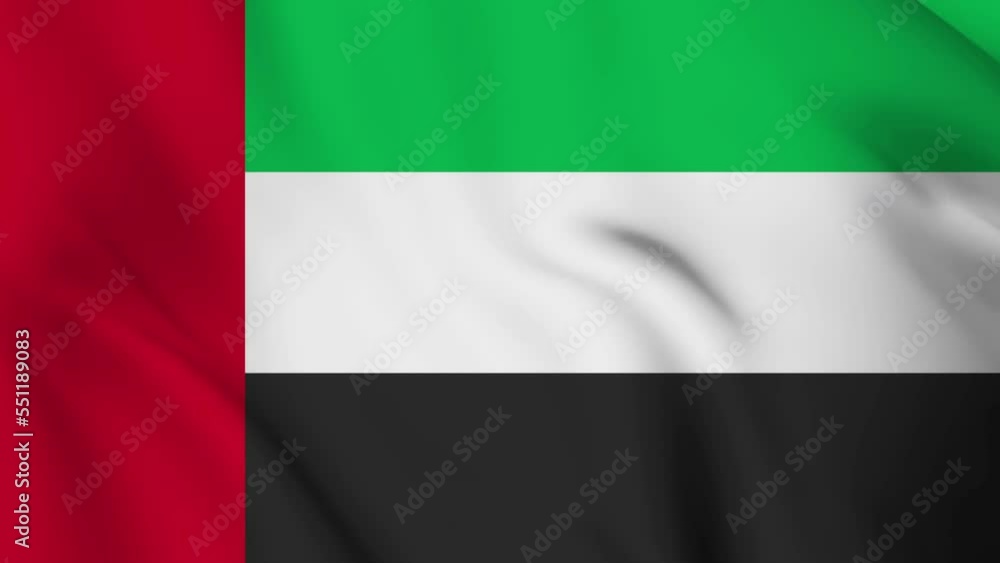 UAE flag is waving 3D animation. United Arab emirates flag waving in ...