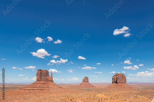 Blue sky at Sunny desert landscape in Monument Valley, Arizona, USA