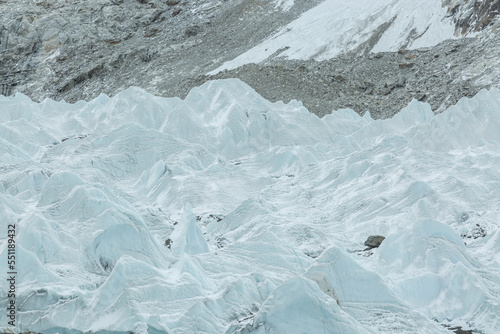 khumbu glacier in the himalaya region