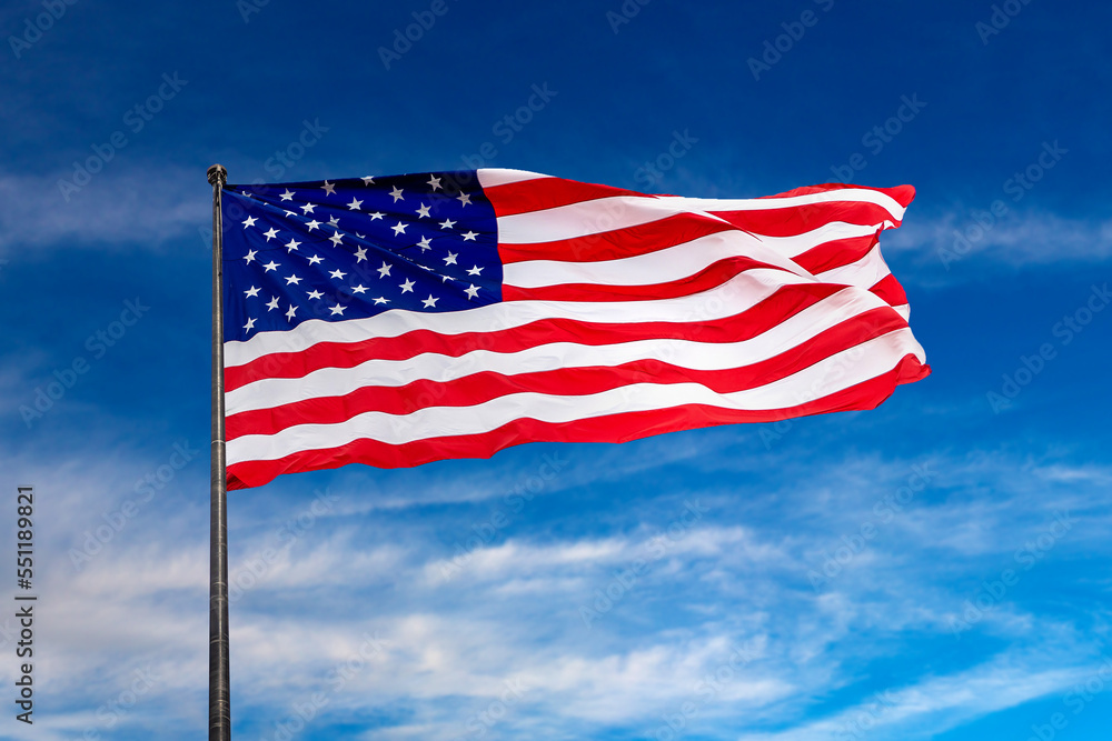 USA flag waving against sky