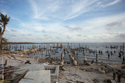 Pylons of a destroyed building on Matlaeshe Island. 