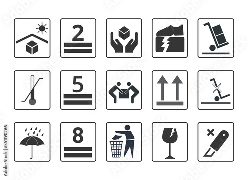 Set of packaging symbols. 