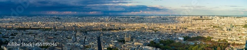 Aerial panorama of Paris architecture overlooking Notre Dame 