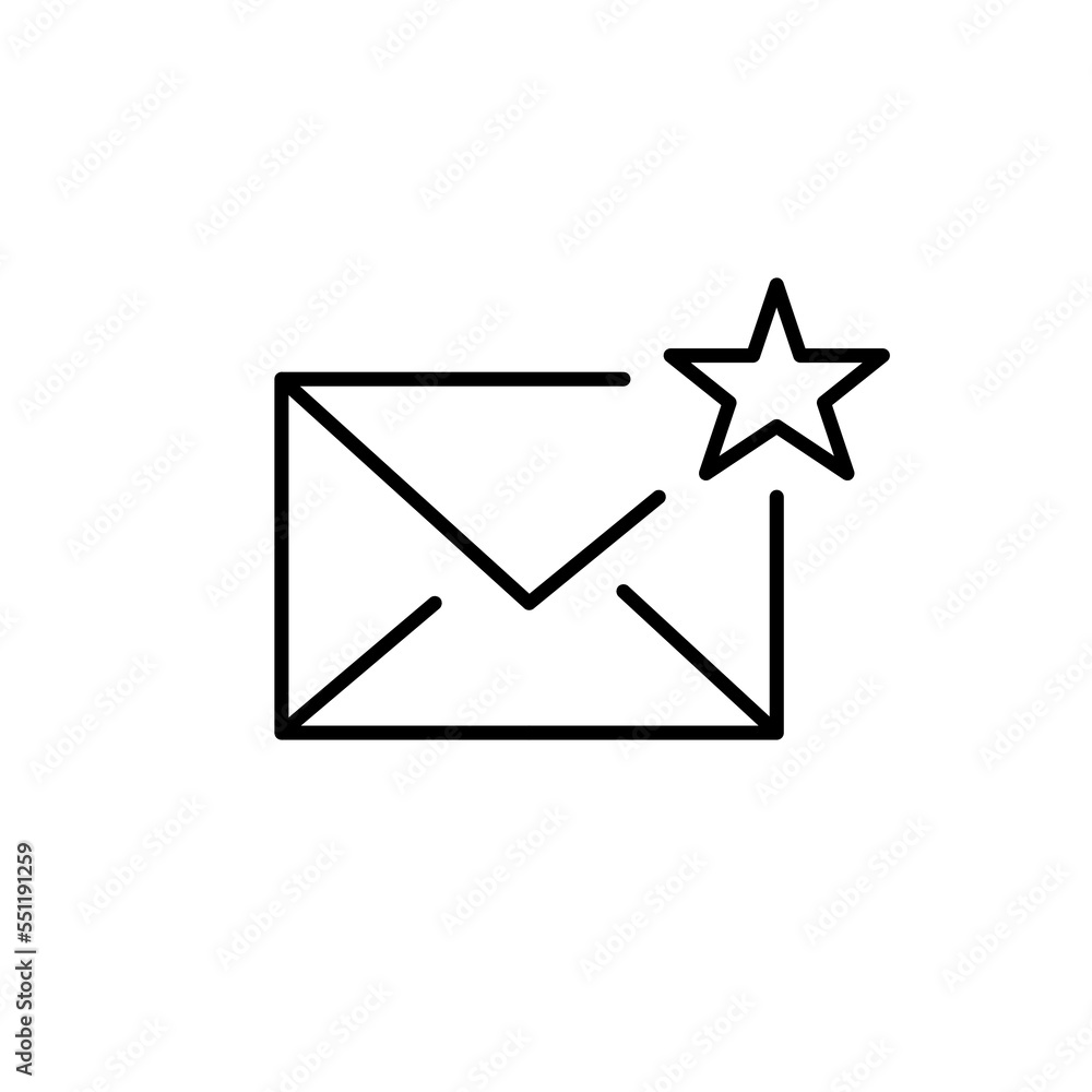 Marking e-mail with a star as favorite. Pixel perfect, editable stroke icon Marking e-mail with a star as favorite. Pixel perfect, editable stroke icon