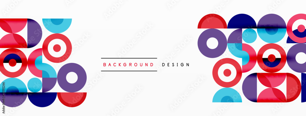 Fototapeta premium Colorful circle abstract background. Minimal geometric template for wallpaper, banner, presentation