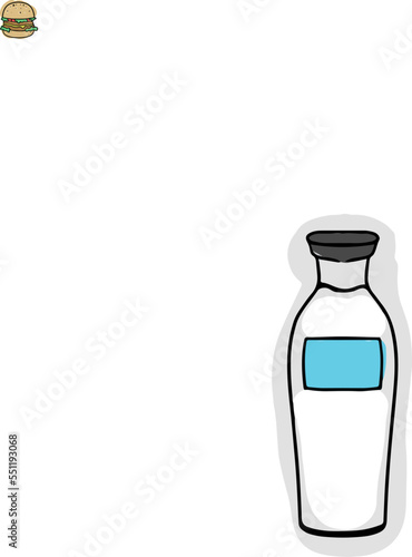 doodle vector colored milk in glass bottle design white background