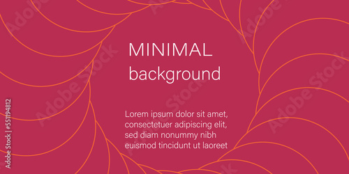 Minimal viva magenta color background with radial circles. Background with the color of the year 2023.