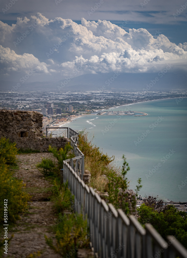 Obraz premium Aerial View of Salerno coastline and cityscape, Campania Italy. Vacation and travel concept