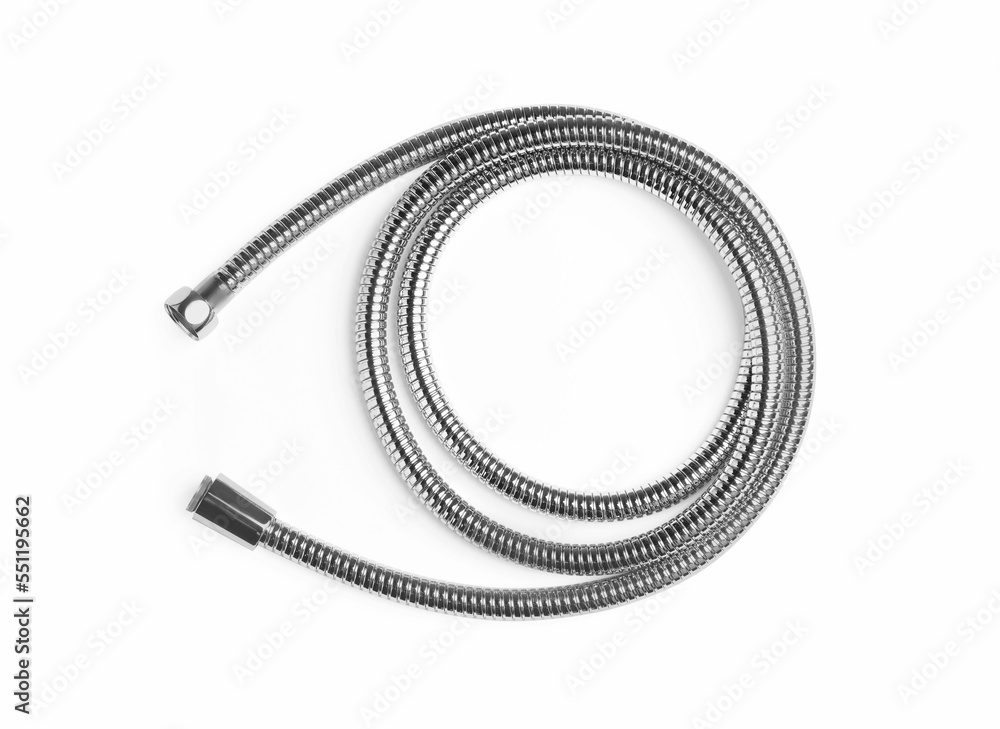 Shower hose isolated on white. Plumbing supply Shower hose isolated on white. Plumbing supply