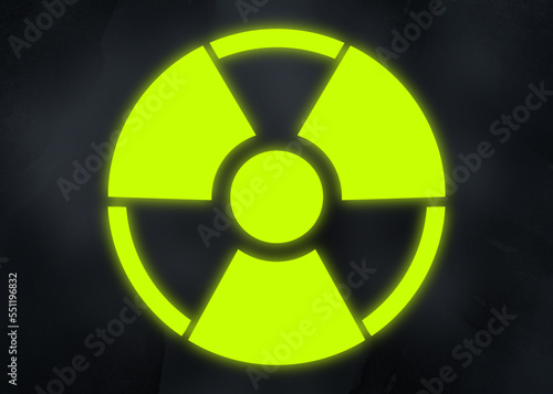 Radioactive sign on black background. Hazard symbol