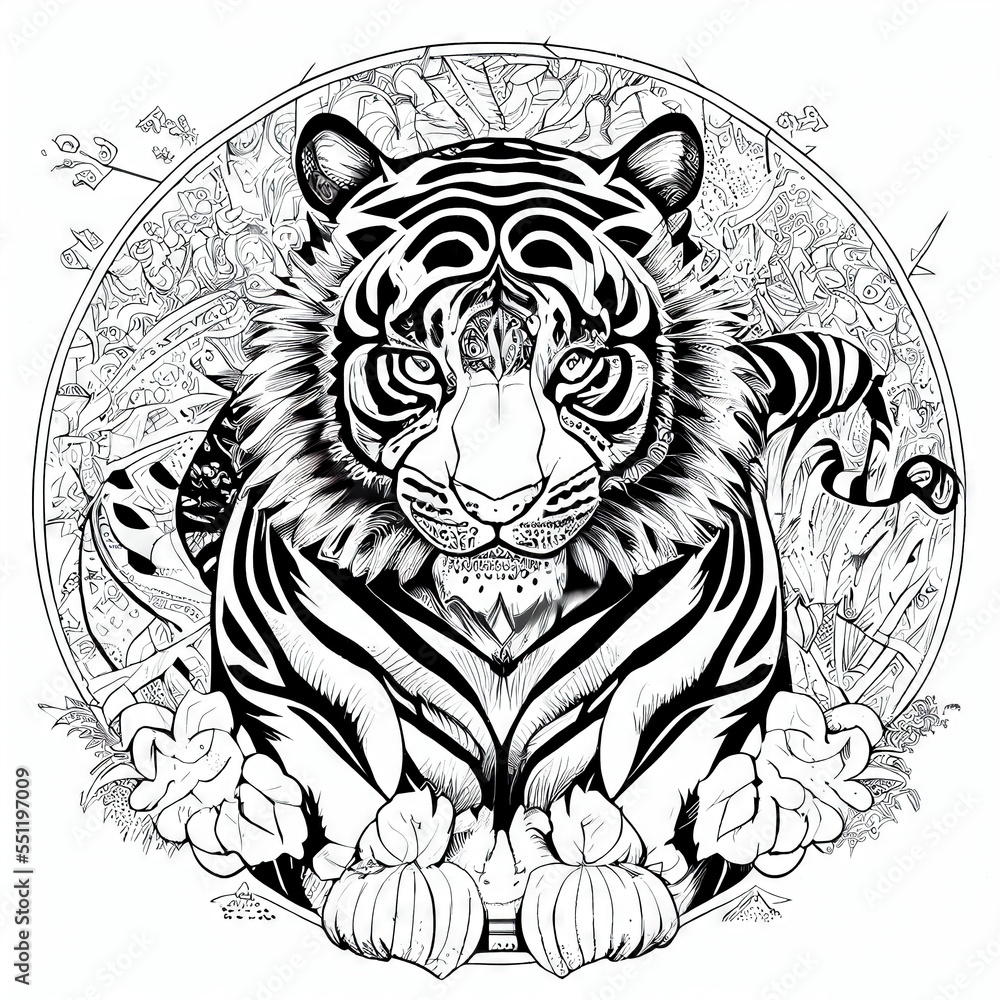 Fototapeta premium Black and White Animal Mandala