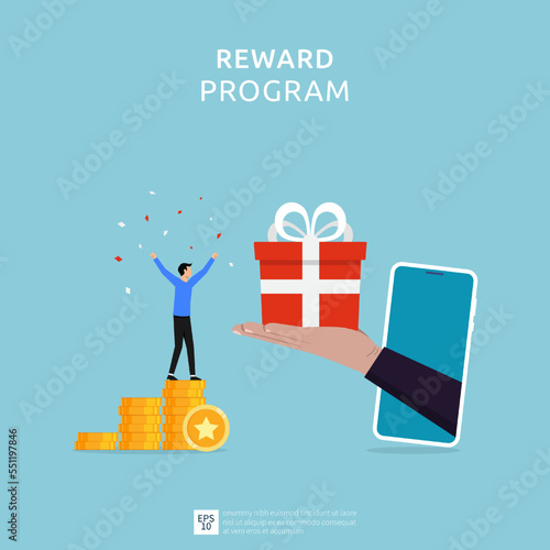 Referral rewards and Loyalty Marketing Program, Earning points and collect to get bonus, suitable for web landing page, ui, mobile app, banner template