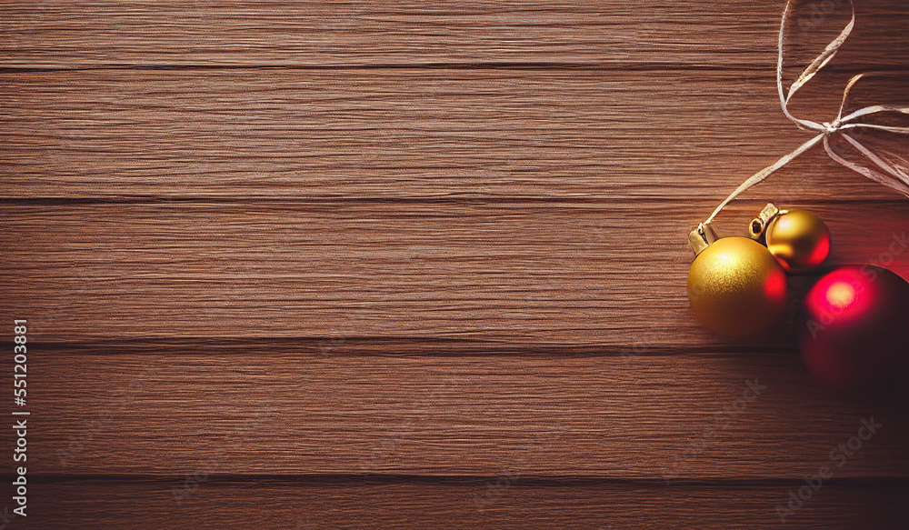 Naklejka premium Wooden table with christmas decoration
