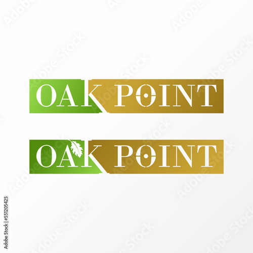 Logo design graphic concept creative abstract icon premium free vector stock simple and unique letter or word OAK POINT serif font with leaf and target. Related to nature or botany