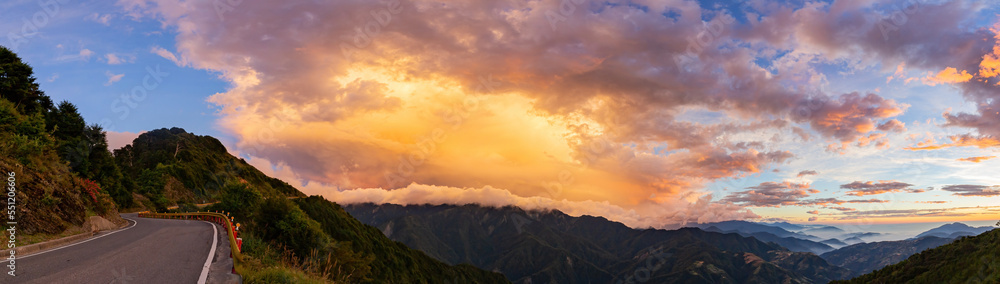 Sunset landscape of the Hehuanshan mountain