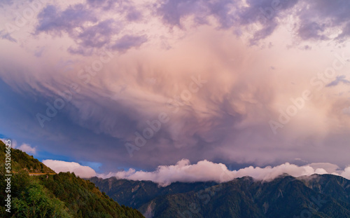 Sunset landscape of the Hehuanshan mountain