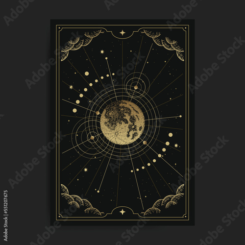 Earth and ornament geometric golden illustration