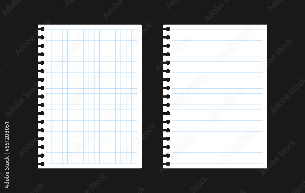 Notebook white paper sheet illustration. Blue cage, liner paper template. Planner torn sheet mockup. Perforated blank page isolated on background. Vector pen write message backdrop. Office cage note Notebook white paper sheet illustration. Blue cage, liner paper template. Planner torn sheet mockup. Perforated blank page isolated on background. Vector pen write message backdrop. Office cage note