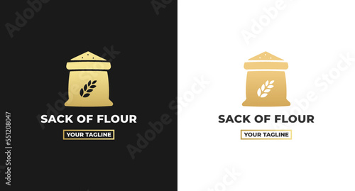 Sack of flour logo or Sack flour logo or Bag of wheat logo isolated. Elegant flour sack logo. Suitable for organic flour company logos, or high quality wheat flour product logos.