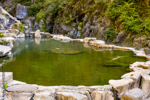 Japanese hot springs onsen outdoors bath