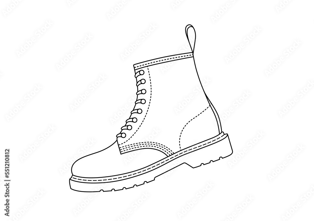 Trendy linear boot icon isolated on white background. Vector footwear  symbol. Trendy casual shoes illustration. Old style boots side view.  Classic fashion look Stock Vector | Adobe Stock