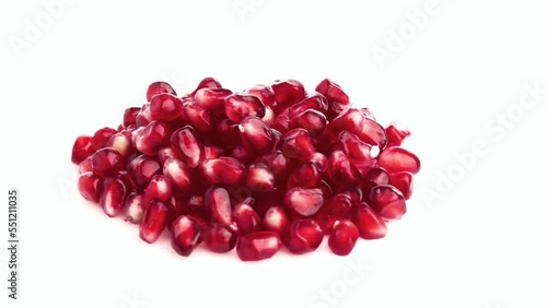 pomegranate seeds isolated on white background