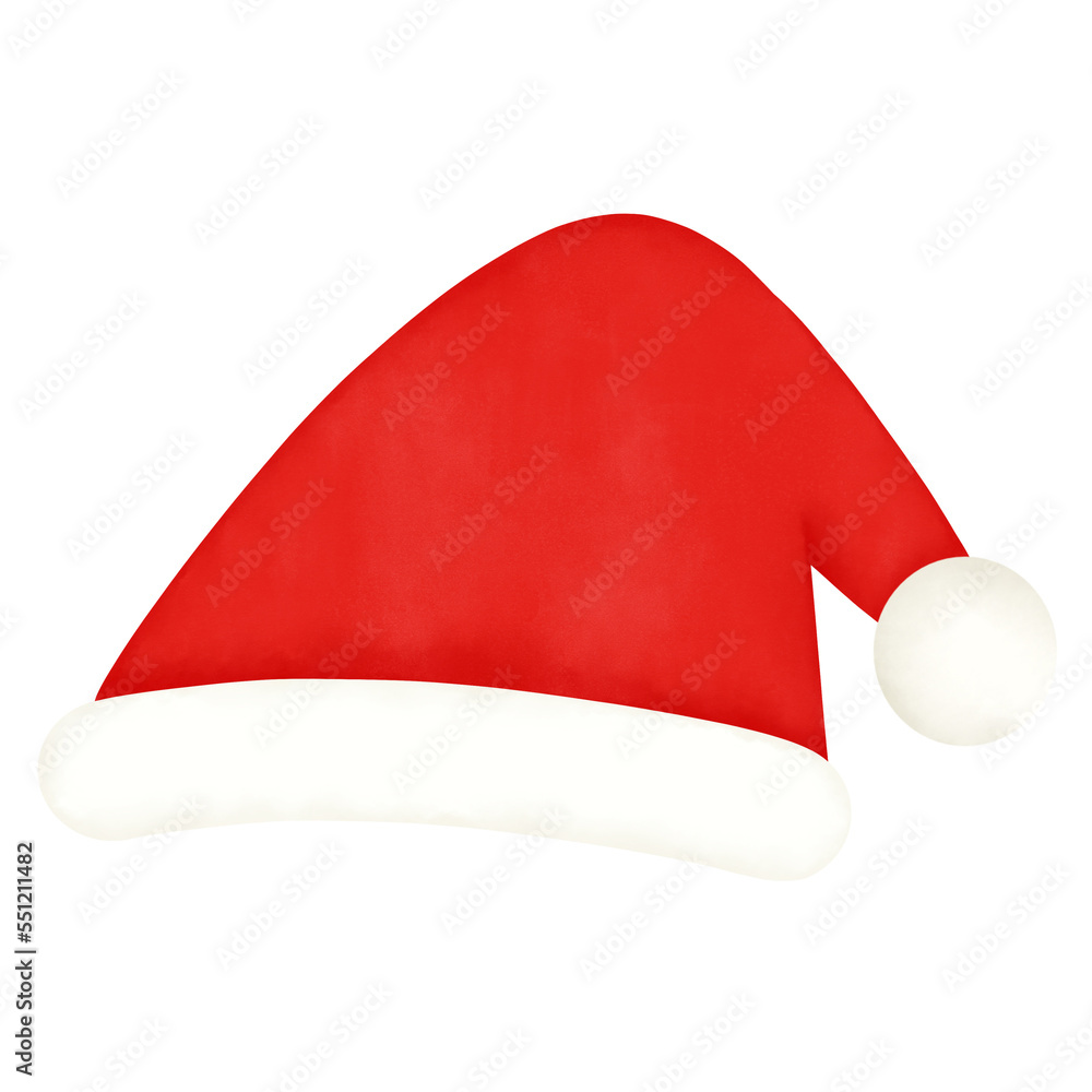 Red santa claus hat watercolor illustration Red santa claus hat watercolor illustration