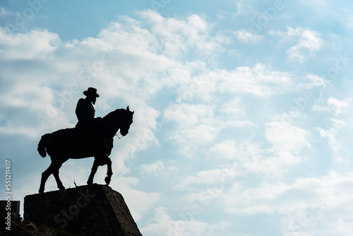 Statue of Venustiano Carranza, one of the main leaders of the Mexican Revolution, prominent mexican president and Politician located at the entrance of Cuatro Cienegas in Coahuila, Mexico. photo