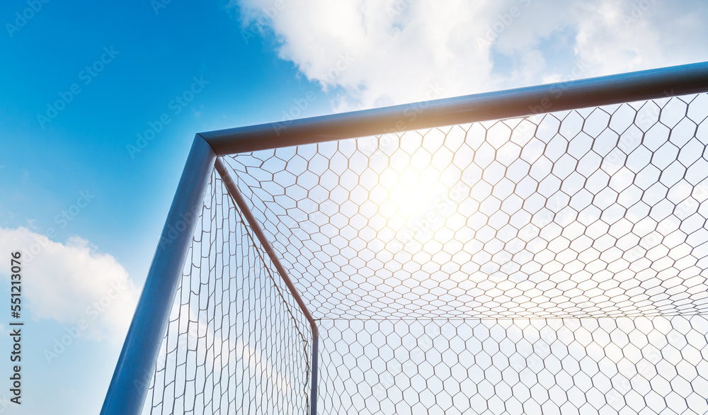 Soccer goal against cloudy sky