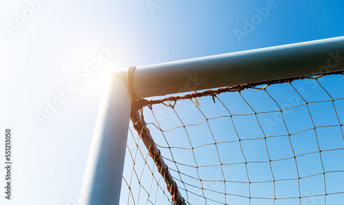 Soccer goal against blue sky