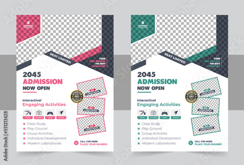 Kids back to school education admission flyer poster layout template vector