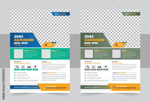 Creative and modern online school kids education admission flyer poster template, Kids school education admission flyer template