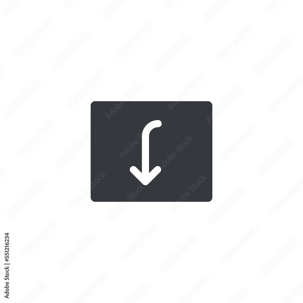 Down key icon vector. Down Arrow icon vector isolated on white background