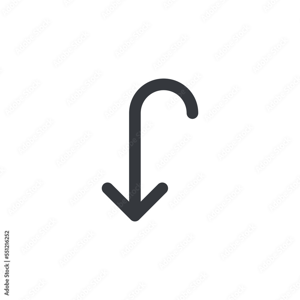 Down key icon vector. Down Arrow icon vector isolated on white background Down key icon vector. Down Arrow icon vector isolated on white background