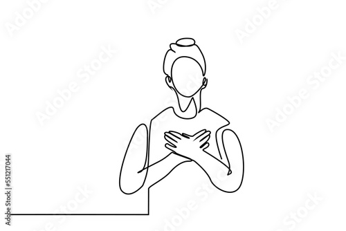 human grateful satisfied healthy person hands arms together