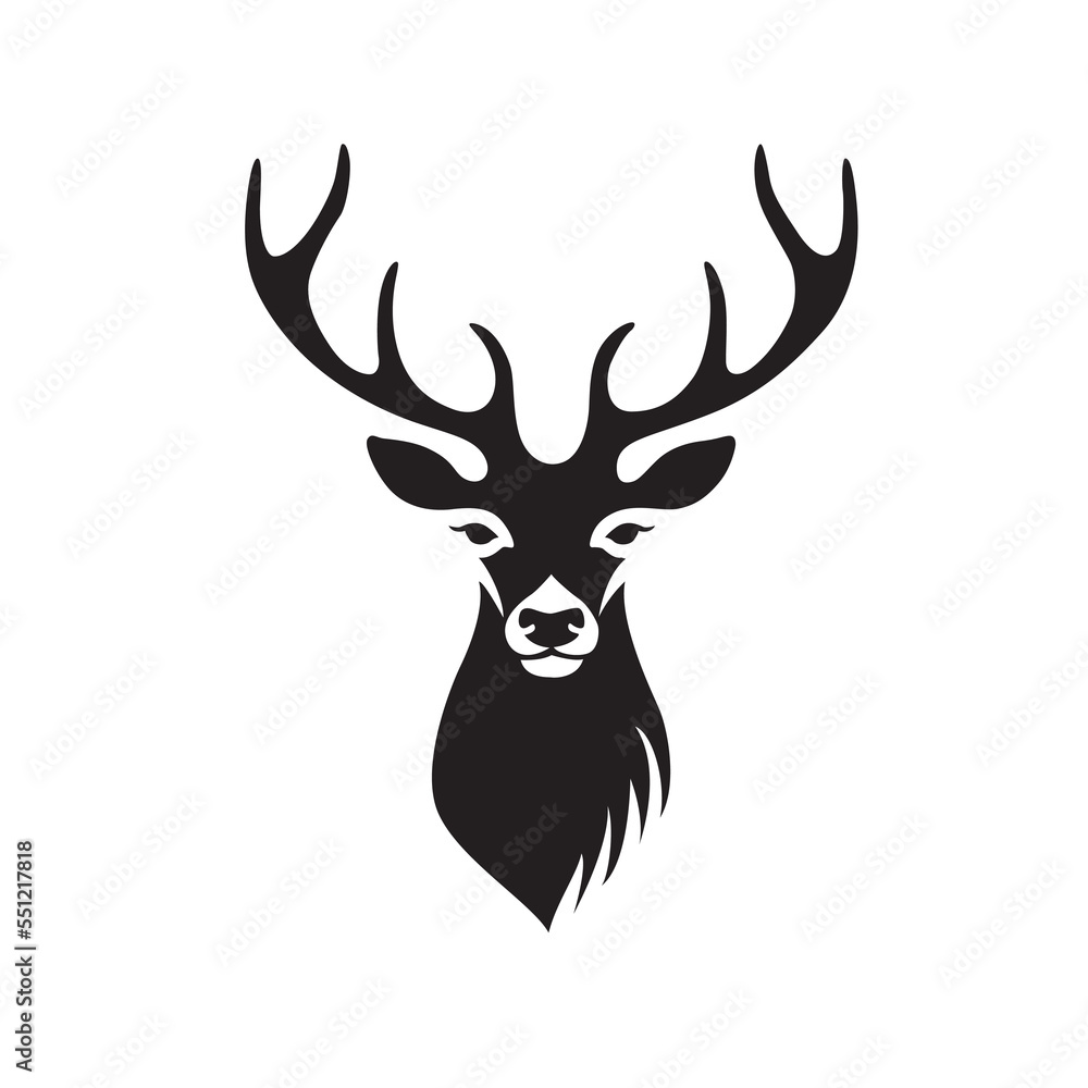 Deer head with big antlers. Reindeer head isolated vector illustration. Wild animal. Hunting logo. Deer head with big antlers. Reindeer head isolated vector illustration. Wild animal. Hunting logo.