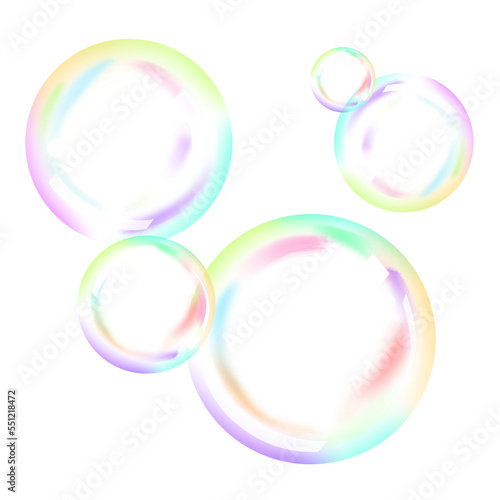 Realistic soap bubble with rainbow reflection