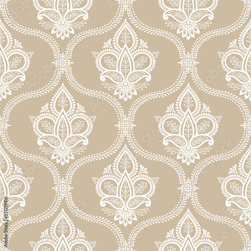 Traditional Asian damask wallpaper pattern design
