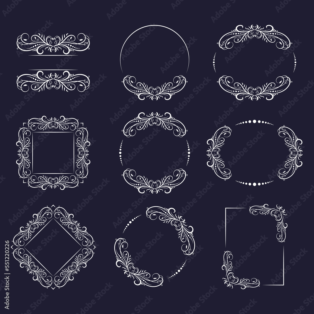 Floral ornaments. Circle flourish pattern. Frames and borders. Floral ornaments. Circle flourish pattern. Frames and borders.