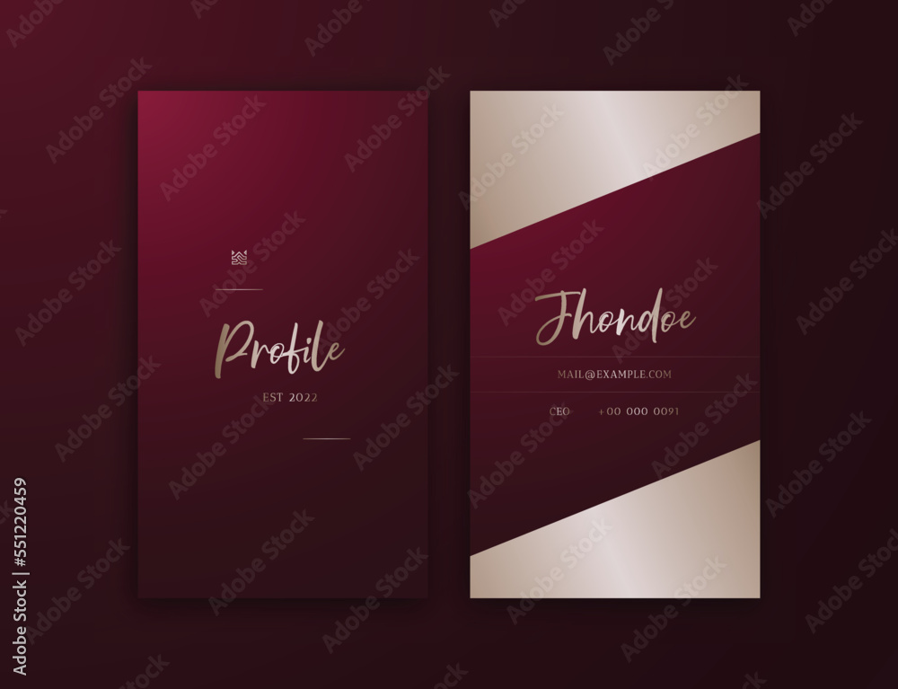 Fototapeta premium Red Gold Luxury Vertical Business Card Template