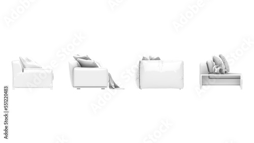 3D High Poly Sofa - SET1 Monochromatic - Right View