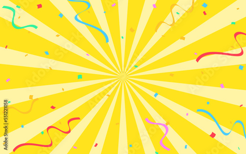 紙吹雪が舞う黄色の放射状の線