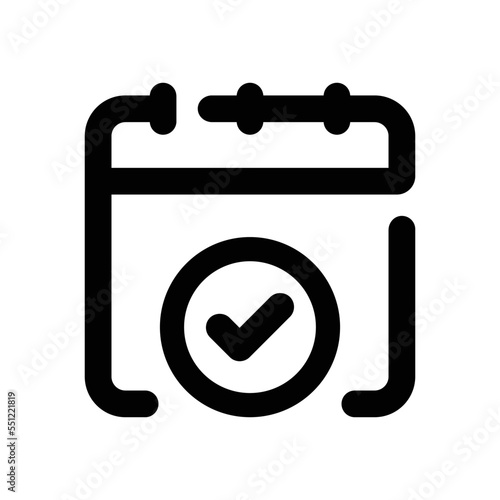 Check Calendar icon - vector illustration . Check, Date, Calendar, Schedule, Event, Booking, Confirm, Appointment, day, time, line, outline, icons .