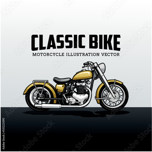 Colorful classic motorbike illustration vector photo